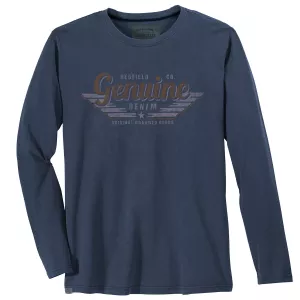 T-shirt manche longue bleu denim foncé de 3XL à 8XL-3XL