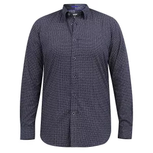 Chemise marine petit motif imprimé manche longue de 2XL à 8XL