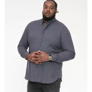 Chemise Grise petit motif manche longue de 2XL à 6XL-6XL