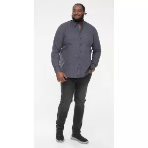Chemise Grise petit motif manche longue de 2XL à 6XL-5XL