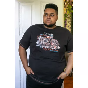 T-shirt noir délavé manche courte 3XL à 8XL - LORNE -5XL