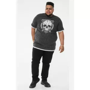 T-shirt Mélange de noir manche courte 3XL à 6XL - Darren-3XL