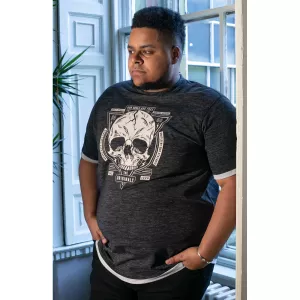 T-shirt Mélange de noir manche courte 3XL à 6XL - Darren-3XL