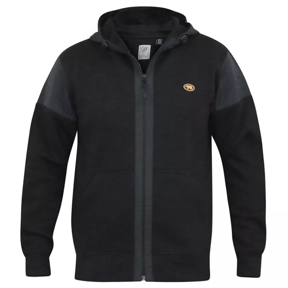 Sweat Hoody Zippé bimatière noir de 3XL à 6XL - Dean-3XL