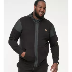 Sweat Hoody Zippé bimatière noir de 3XL à 6XL - Dean-3XL