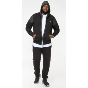 Sweat Hoody Zippé bimatière noir de 3XL à 6XL - Dean-4XL