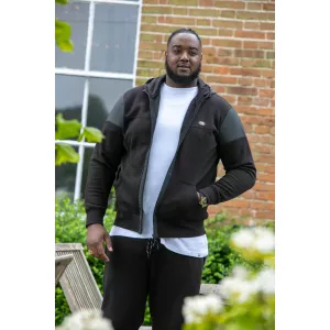 Sweat Hoody Zippé bimatière noir de 3XL à 6XL - Dean-3XL