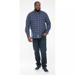 Chemise carreaux bleu marine manche longue de 3XL à 8XL-5XL