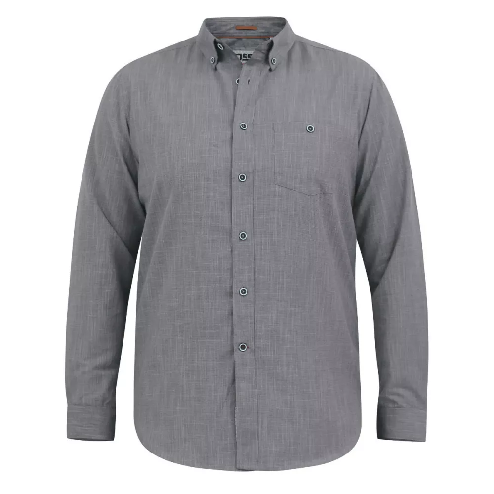 Chemise gris clair effet slub manche longue de 2XL à 6XL-5XL