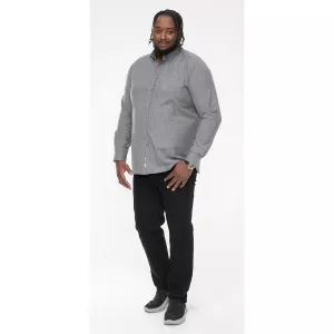 Chemise gris clair effet slub manche longue de 2XL à 6XL-5XL