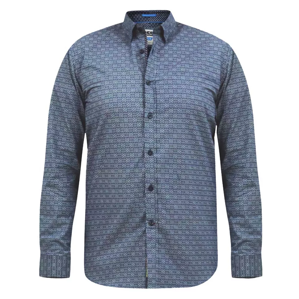 Chemise motif imprimé bleu Foncé manche longue de 2XL à 6XL-3XL