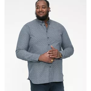 Chemise motif imprimé bleu Foncé manche longue de 2XL à 6XL-3XL