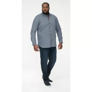 Chemise motif imprimé bleu Foncé manche longue de 2XL à 6XL-6XL