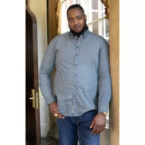Chemise motif imprimé bleu Foncé manche longue de 2XL à 6XL-6XL