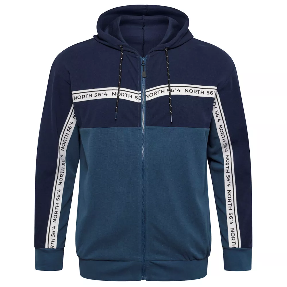 Sweat hoodie zippé marine et bleu de 3XL à 8XL-4XL