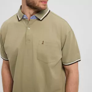 Polo vert olive manche courte 3XL à 10XL - super stretch-4XL