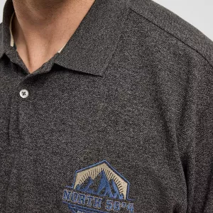 Polo Mélange de gris foncé manche courte 3XL à 8XL avec broderie-3XL