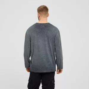 North 56Denim t-shirt granddad manche longue noir délavé 3XL à 8XL-6XL