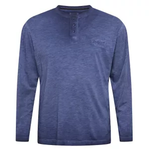 T-shirt bleu délavé granddad manche longue-XLT