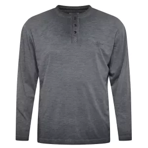 T-shirt noir délavé granddad manche longue-3XLT