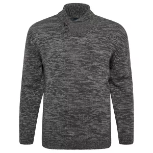 Pull col boutonné Mélange de gris foncé 3XL à 8XL