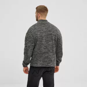 Pull col boutonné Mélange de gris foncé 3XL à 8XL-3XL
