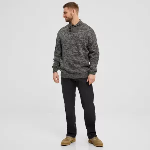 Pull col boutonné Mélange de gris foncé 3XL à 8XL-3XL