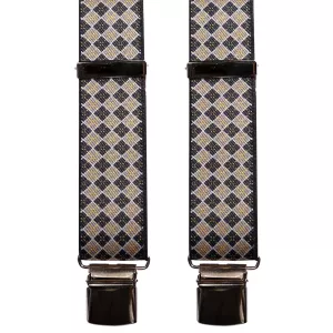 Bretelle petits carreaux Beige  à pinces