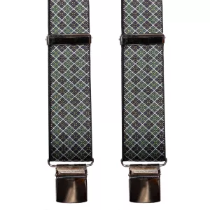 Bretelle petits carreaux vert foncé à pinces