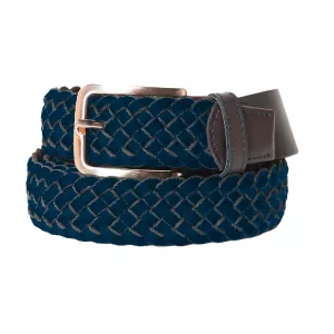 Ceinture tressée élastique bleu denim de 130 cm à 200 cm