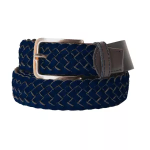 Ceinture tressée élastique bleu marine de 130 cm à 200 cm