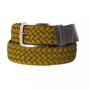 Ceinture tressée élastique ocre de 130 cm à 200 cm