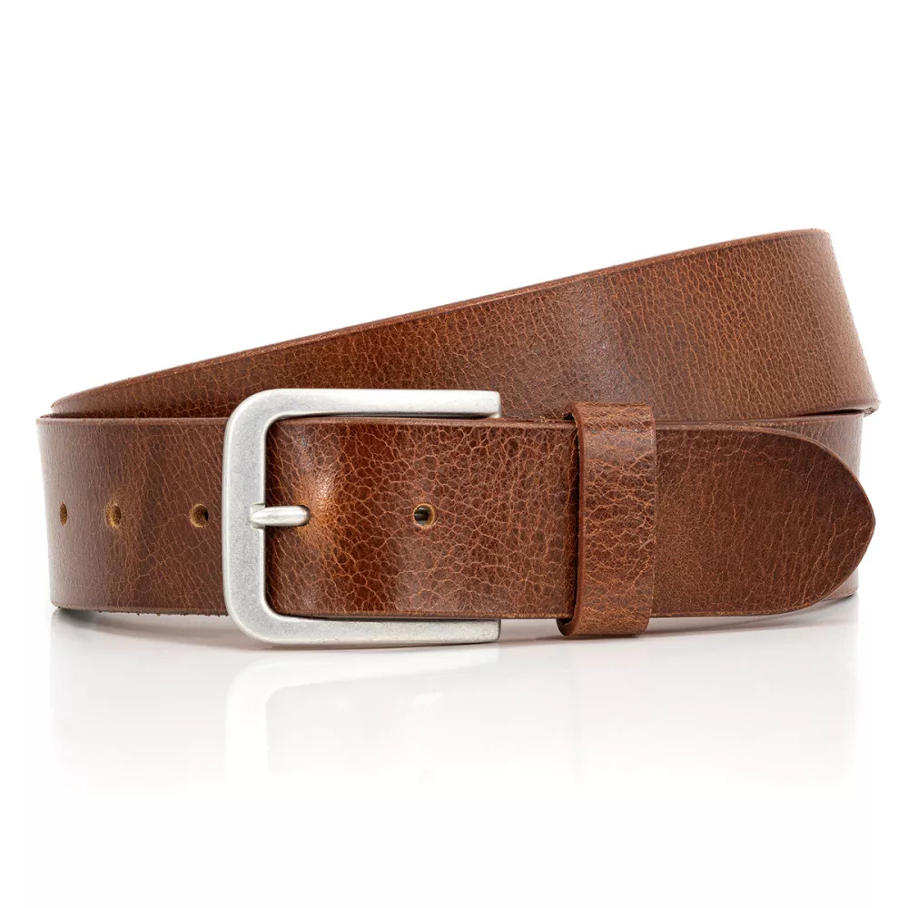Ceinture en cuir véritable Brun ajustable de 120 cm à 150 cm--