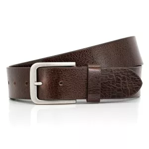 Ceinture en cuir véritable brun foncé ajustable de 120 cm à 150 cm
