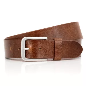 Ceinture en cuir véritable Brun ajustable de 155 cm à 170 cm