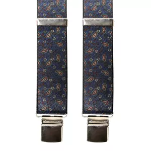 Bretelle motif cachemire bleu à pinces