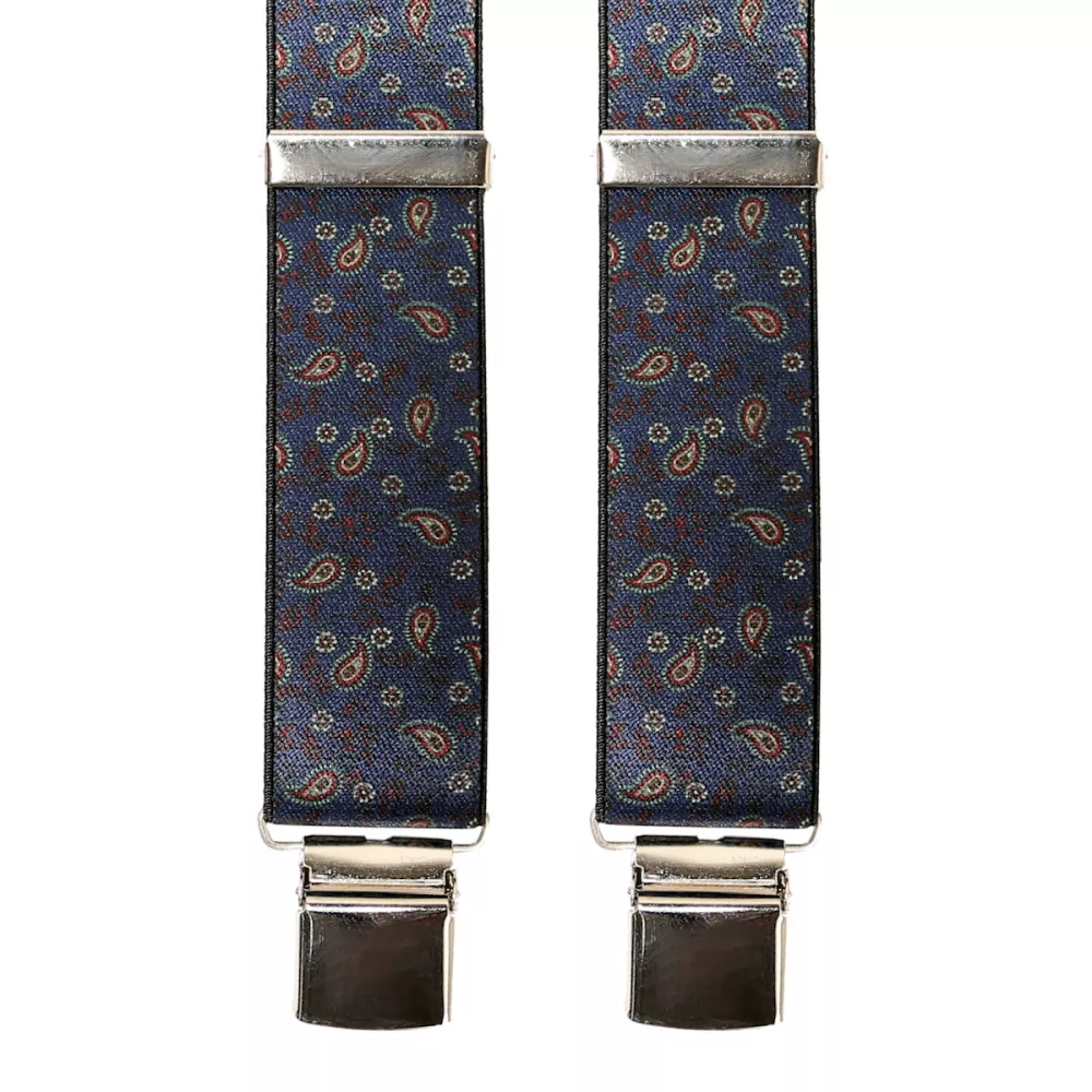 Bretelle motif cachemire bleu à pinces--