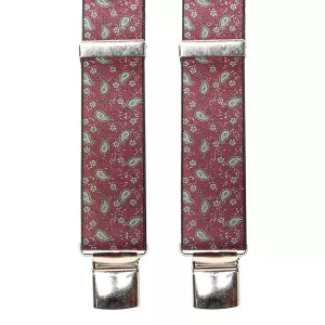 Bretelle motif cachemire bordeaux à pinces