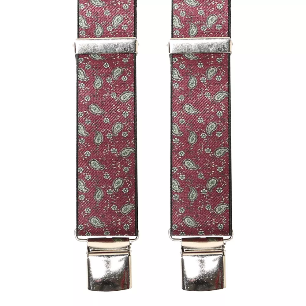 Bretelle motif cachemire bordeaux à pinces--