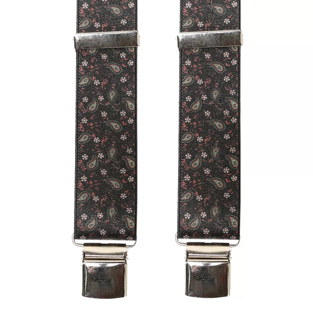 Bretelle motif cachemire noir à pinces--