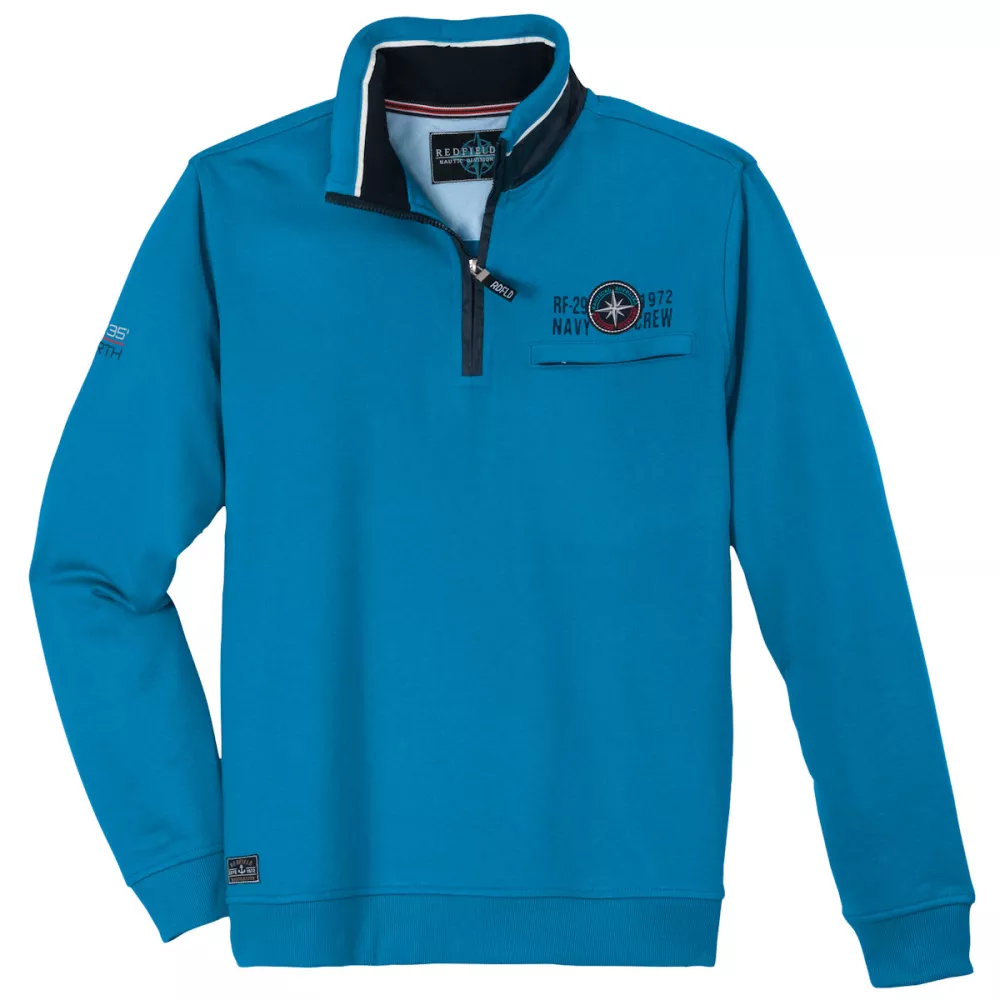 Sweatshirt col Troyer bleu pacifique de 3XL à 8XL-3XL