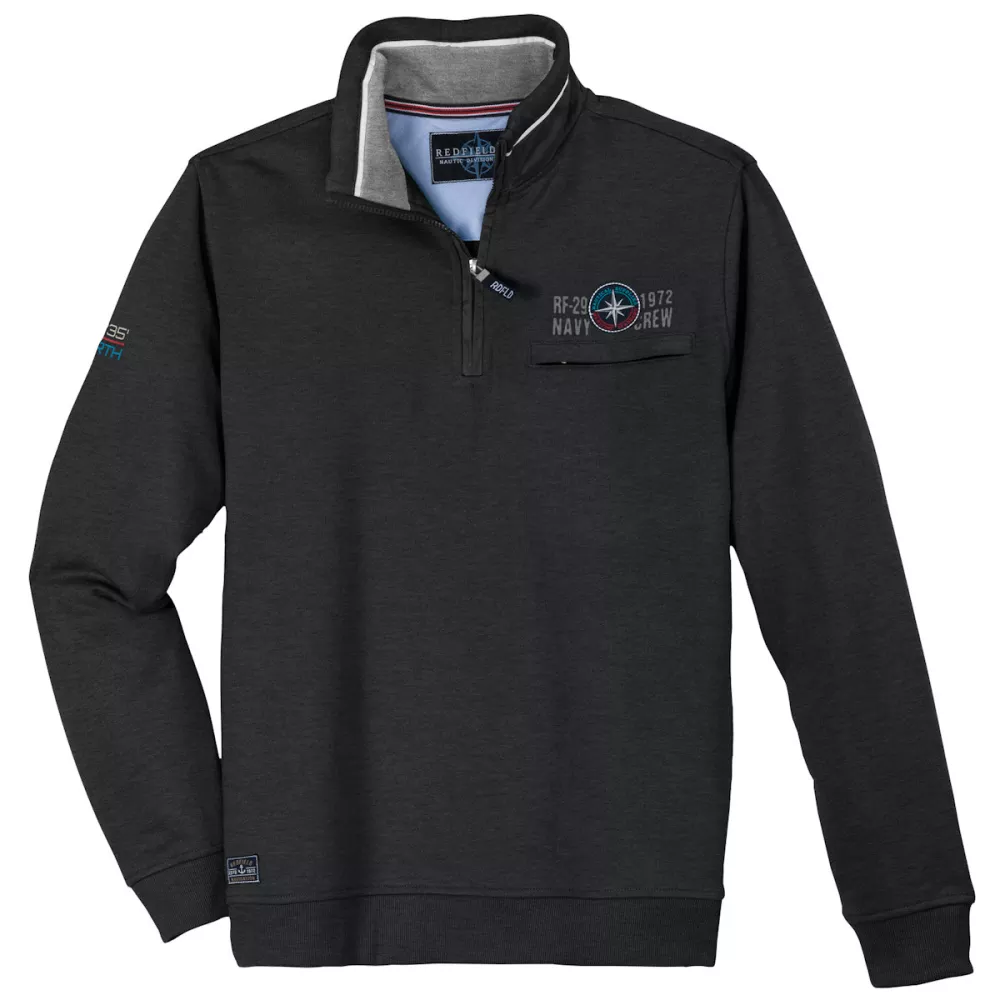 Sweatshirt col Troyer Mélange de gris foncé de 3XL à 8XL-3XL