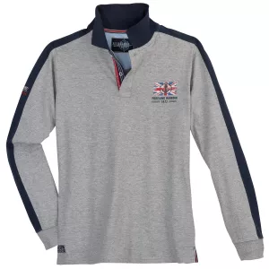 Polo manche longue gris chiné de 3XL à 10XL - Portland 