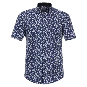 Chemise manche courte bleu marine imprimé palmier de 2XL à 6XL