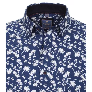 Chemise manche courte bleu marine imprimé palmier de 2XL à 6XL-6XL
