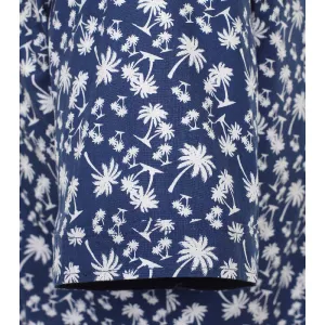 Chemise manche courte bleu marine imprimé palmier de 2XL à 6XL-6XL