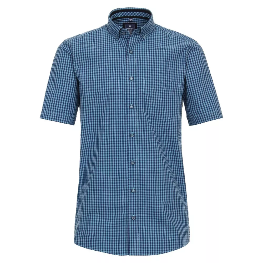 Chemise manche courte carreaux bleu marine bleu de 2XL à 4XL-3XL