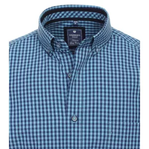 Chemise manche courte carreaux bleu marine bleu de 2XL à 4XL-2XL