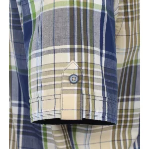 Chemise manche courte carreaux bleu vert beige de 2XL à 6XL-5XL