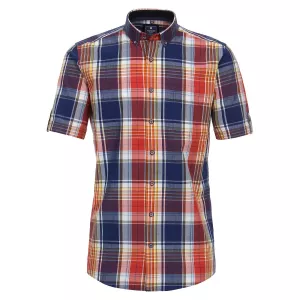 Chemise manche courte carreaux bleu, rouge et orange de 2XL à 6XL